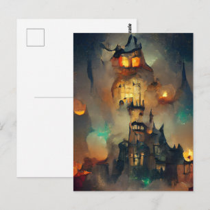 Halloween Castle, Halloween Ghost, Japanische Kuns Postkarte