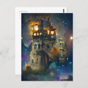 Halloween Castle, Halloween Ghost, Japanische Kuns Postkarte