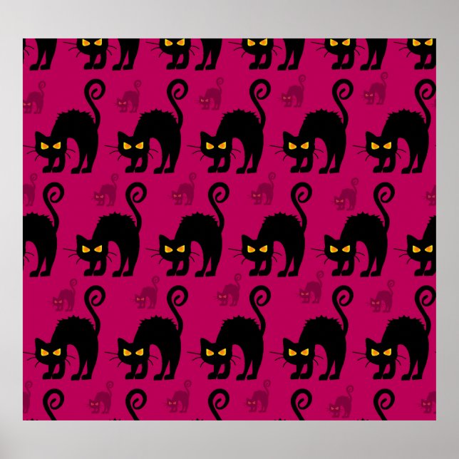 Halloween Cat: Abstraktes nahtloses Muster Poster (Vorne)
