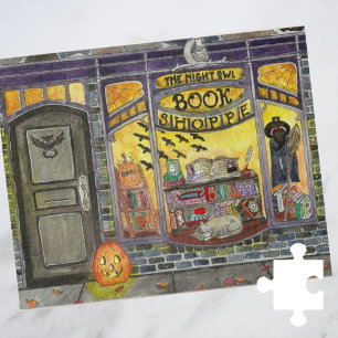 Halloween Cat and Book Shop Puzzle
