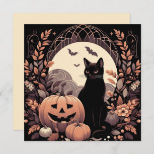 Halloween Cat and Jack-o'lantern Spooky Karte