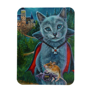 Halloween Cat and Mouse Nr. 3 Wasserfarbenkunst Magnet
