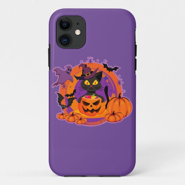 Halloween Cat and Pumpkins Case-Mate iPhone Hülle (Rückseite)