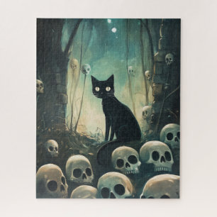 Halloween Cat and Skulls Puzzle