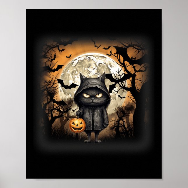 Halloween Cat Black Cat Halloween Beängstigend Kat Poster (Vorne)