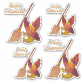 Halloween Cat & Broom Vinyl Cut Aufkleber
