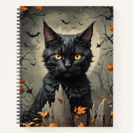 Halloween Cat Bullet Line Rezept Notebook Notizbuch