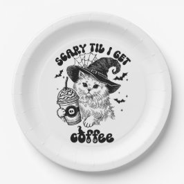 Halloween Cat Coffee Paper Plate Pappteller