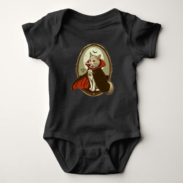 Halloween Cat, Count Catula Baby Strampler (Vorderseite)