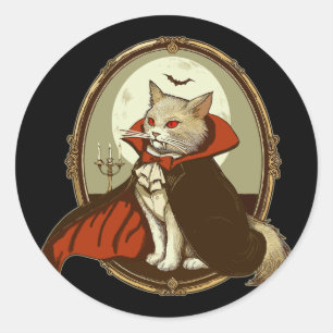 Halloween Cat, Count Catula Runder Aufkleber
