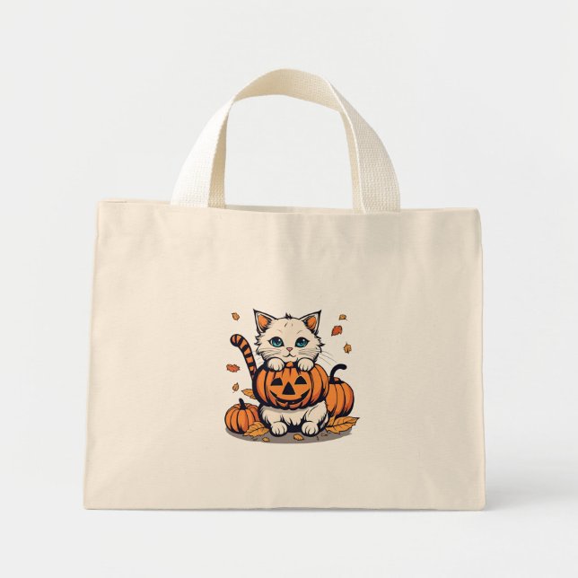 Halloween Cat Design Mini Stoffbeutel (Vorne)