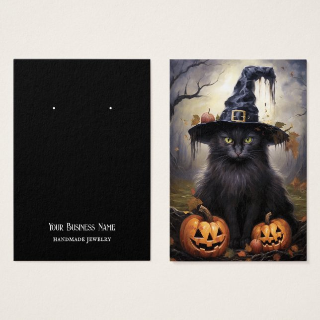 Halloween Cat Earring Display Card (Vorne & Hinten)