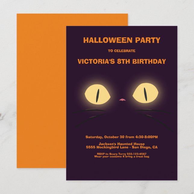 Halloween Cat Eyes Einladungen (Vorne/Hinten)