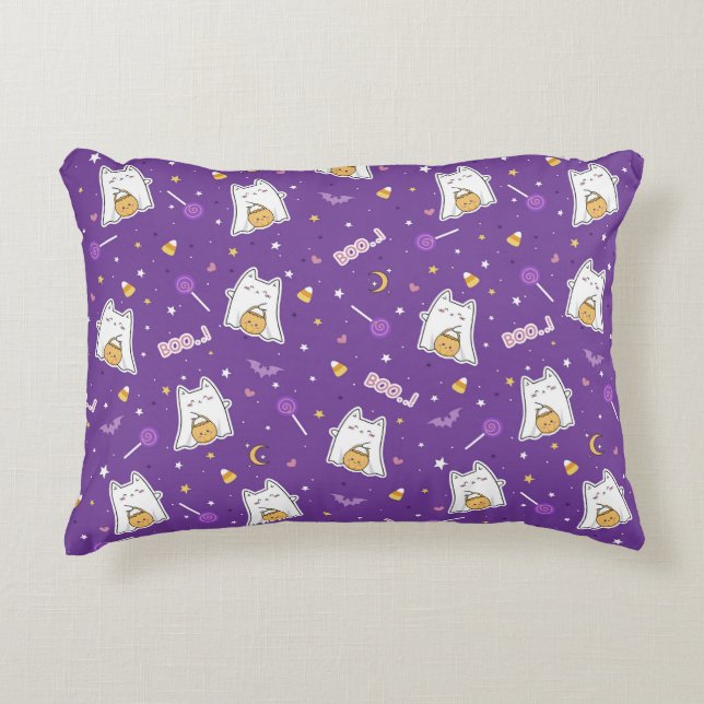 Halloween Cat Ghost Accent Pillow Dekokissen (Vorderseite)