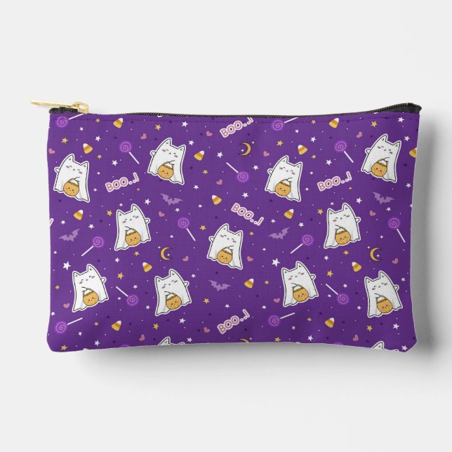 Halloween Cat Ghost Accessory Pouch Zubehörtasche (Vorderseite)