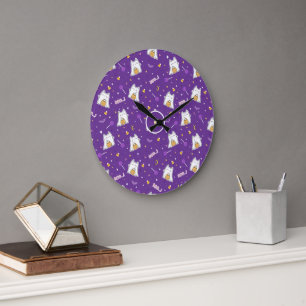 Halloween Cat Ghost Large Clock Große Wanduhr