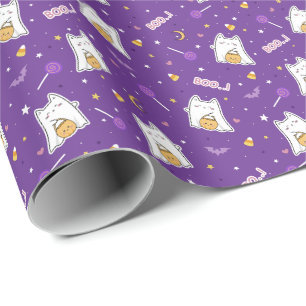 Halloween Cat Ghost - Wrapping Paper Rolle Geschenkpapier