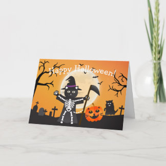 Halloween Cat Grim Sensenmann Karte