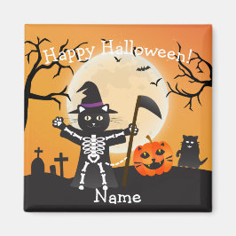 Halloween Cat Grim Sensenmann Magnet