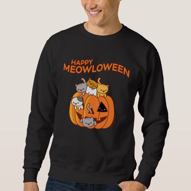 Halloween Cat  HAPPY MEOWLOWEEN  Jack O Lantern  P Sweatshirt (Vorderseite)