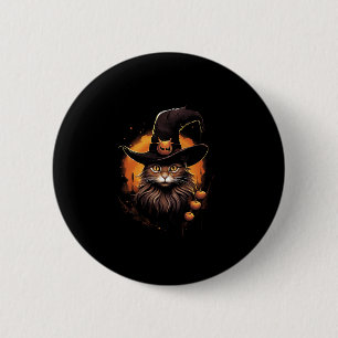 Halloween Cat Hexenhut Pumpkin Kostüm Spooky Sea Button