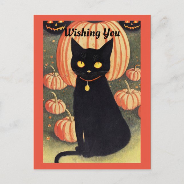 Halloween Cat Holiday Postkarte (Vorderseite)