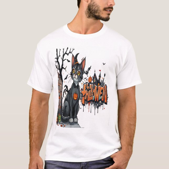 halloween cat horror art graffiti T-Shirt (Vorderseite)