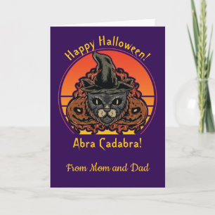 Halloween Cat in HexHat Abra Cadabra Vintag Karte