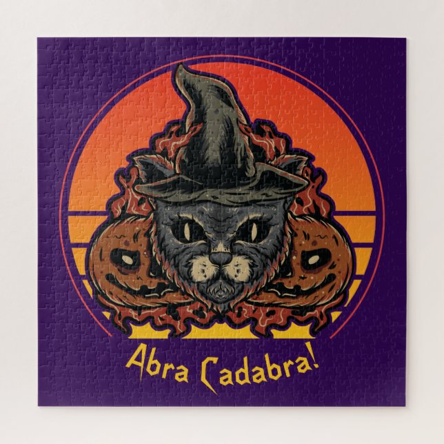 Halloween Cat in HexHat Abra Cadabra Vintag Puzzle (Vertikal)