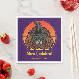 Halloween Cat in HexHat Abra Cadabra Vintag Serviette
