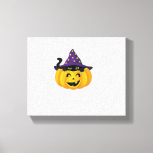Halloween Cat in Pumpkin - Niedlicher schwarzer Ki Leinwanddruck