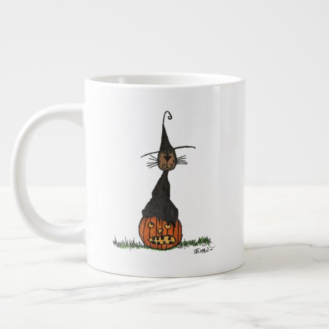 Halloween Cat Jumbo-Tasse (Links)