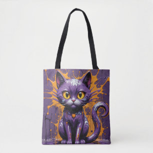 Halloween Cat Lila & Orange Design