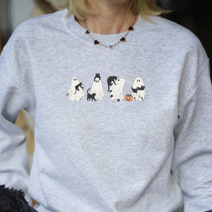 Halloween Cat Lover Niedlich Ghost Women's Sweatsh Sweatshirt