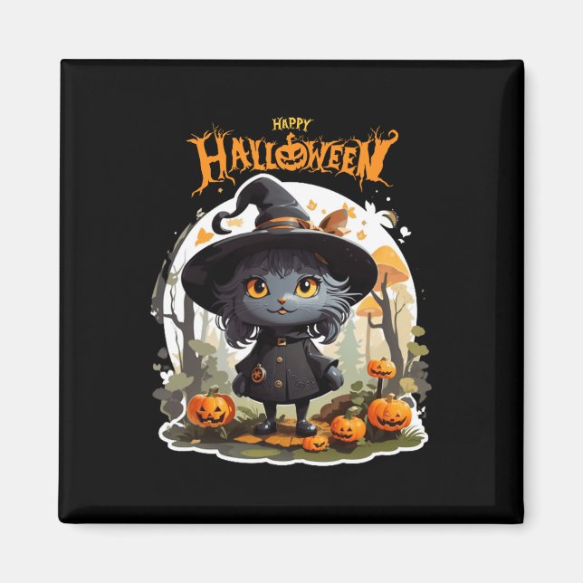 Halloween Cat Lovers Funny Spooky Halloween Beängs Magnet (Vorne)