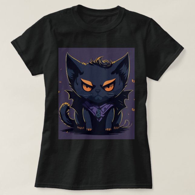 Halloween Cat Meow T-Shirt (Design vorne)