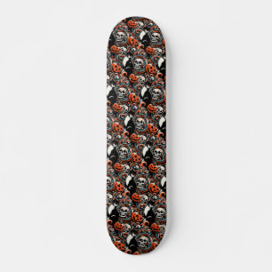 Halloween Cat mit Pumpkins Skateboard