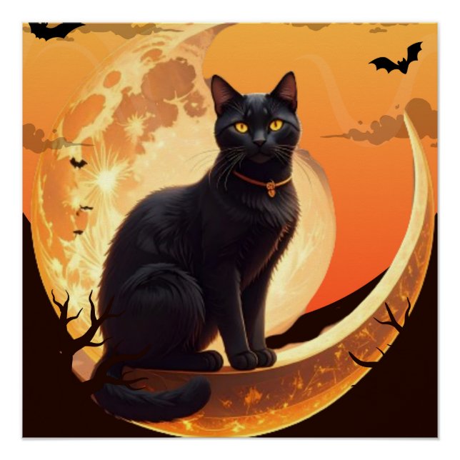 Halloween Cat Modern Poster (Vorderseite)