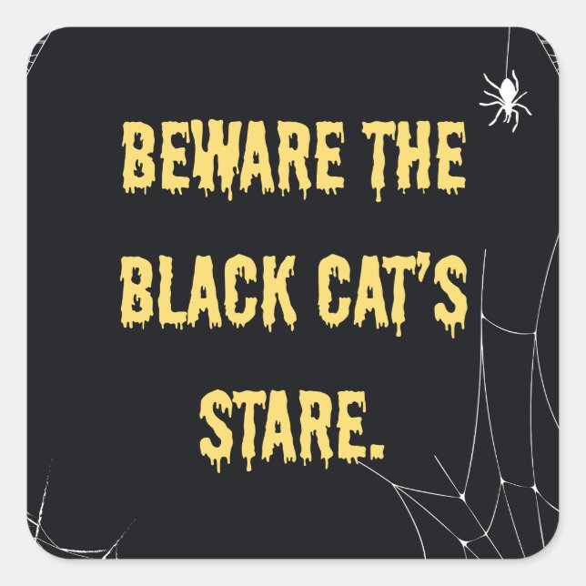 Halloween Cat Modern Quadratischer Aufkleber (Vorderseite)