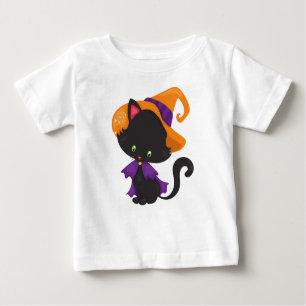 Halloween Cat, Niedliche Katze, Schwarze Katze, He Baby T-shirt