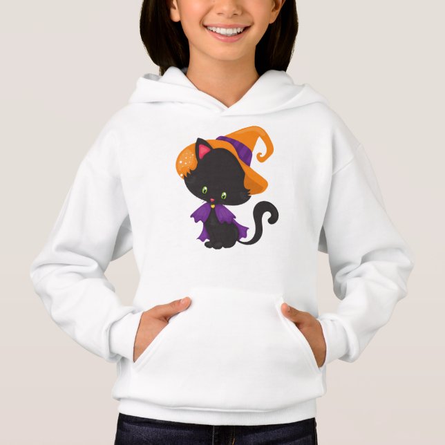 Halloween Cat, Niedliche Katze, Schwarze Katze, He Hoodie (Vorderseite)