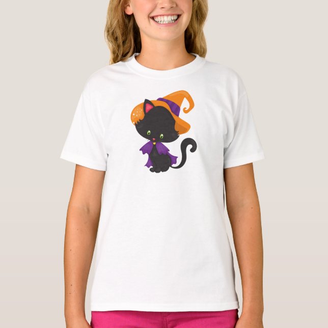 Halloween Cat, Niedliche Katze, Schwarze Katze, He T-Shirt (Vorderseite)