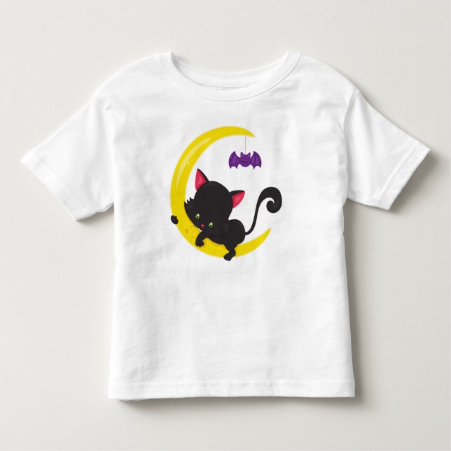 Halloween Cat, Niedliche Katze, Schwarze Katze, Mo Kleinkind T-shirt (Vorderseite)