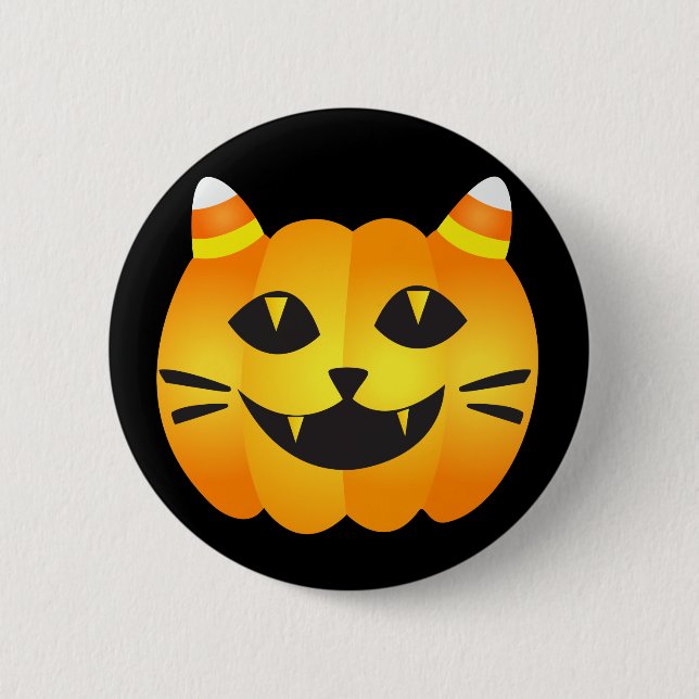 Halloween Cat-o' Lantern Button (Vorderseite)