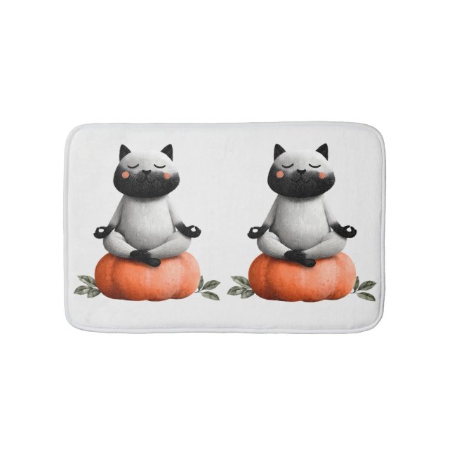Halloween Cat on Pumpkin Design Badematte (Vorderseite)