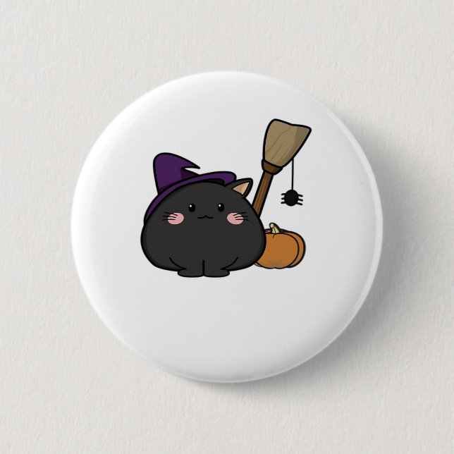 Halloween Cat Oversifizierter T - Shirt Button (Vorderseite)