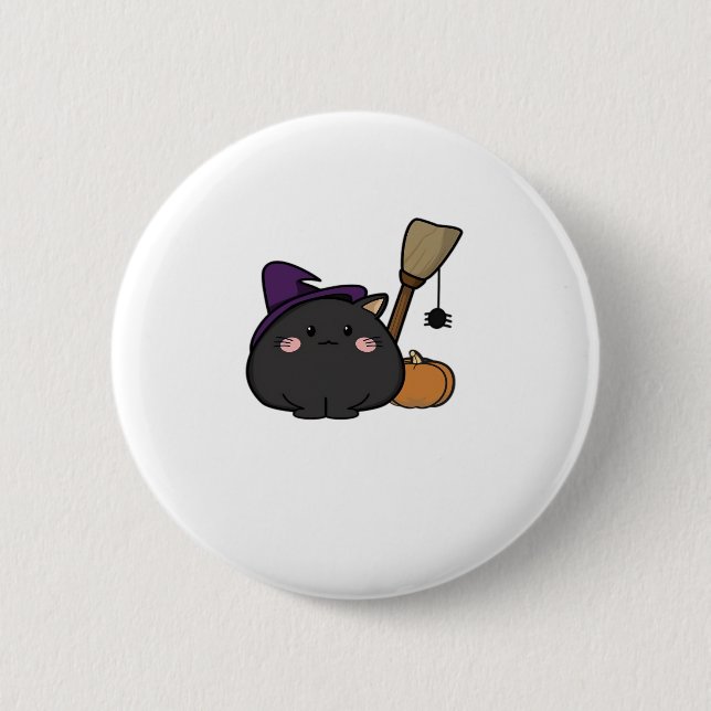 Halloween Cat Oversifizierter T - Shirt Button (Vorderseite)