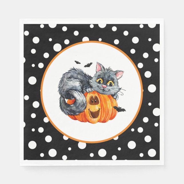 Halloween Cat Paper Napkins Serviette (Vorderseite)