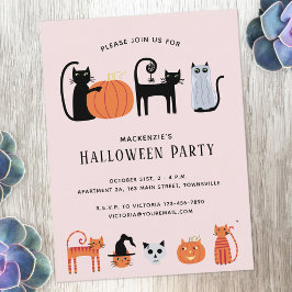 Halloween Cat Party Einladung Postcard