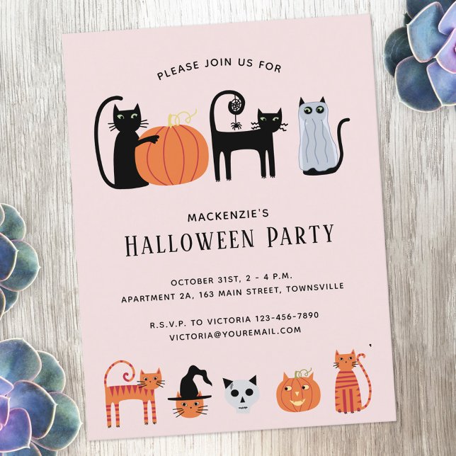 Halloween Cat Party Einladung Postcard (Von Creator hochgeladen)